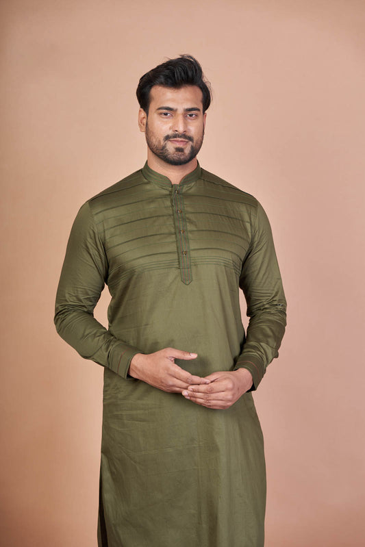 Royal Mehndi – Giza Cotton Self Work Kurta