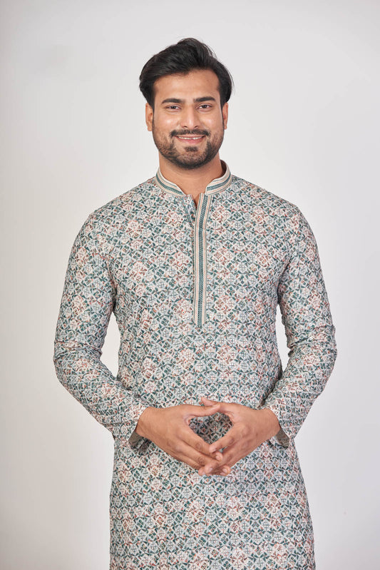 Royal Print – Multicolour Cotton Sequin Printed Kurta