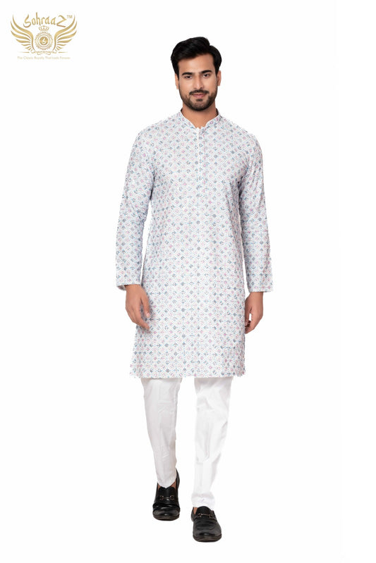 Shahi Chikan – Multicolour Cotton Sequin Kurta