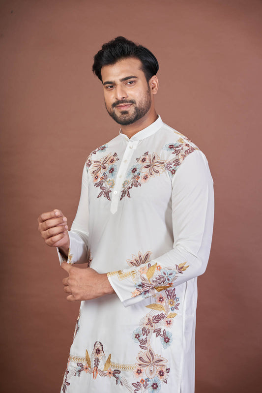 Armani Stitch – White Armani Embroidered Kurta