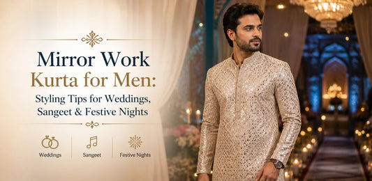 Mirror Work Kurta for Men: Styling Tips for Weddings, Sangeet & Festive Nights