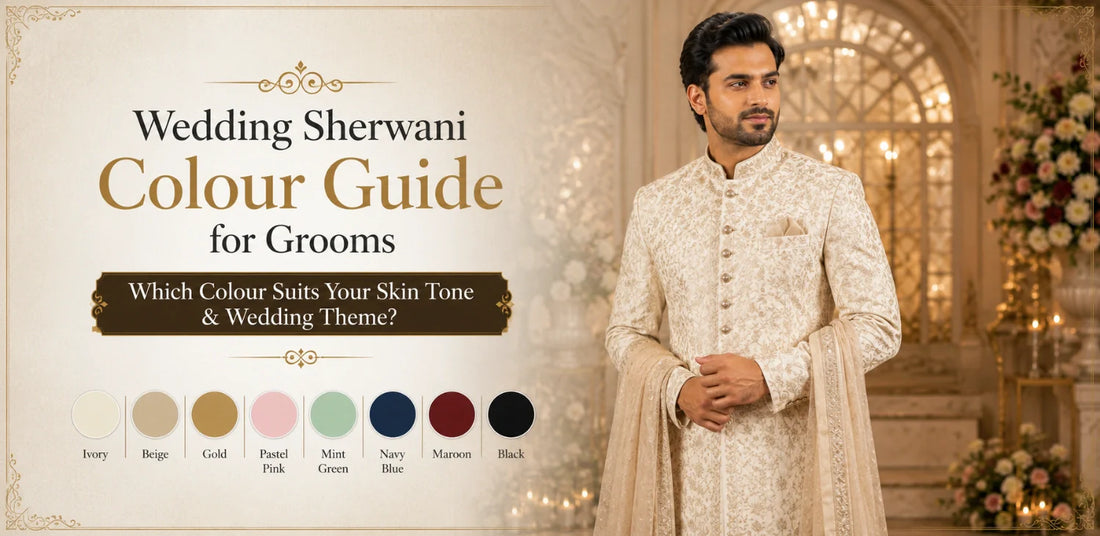 Wedding Sherwani Colour Guide for Grooms: Which Colour Suits Your Skin Tone & Wedding Theme?