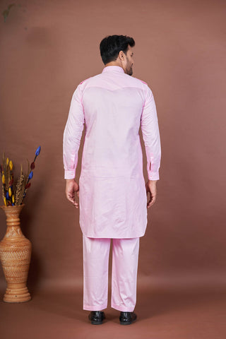 Pink Royal Set – Premium Giza Cotton Plain Pathani