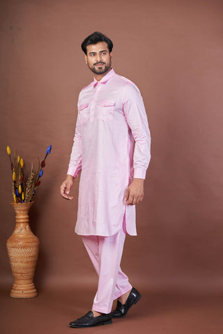 Pink Royal Set – Premium Giza Cotton Plain Pathani
