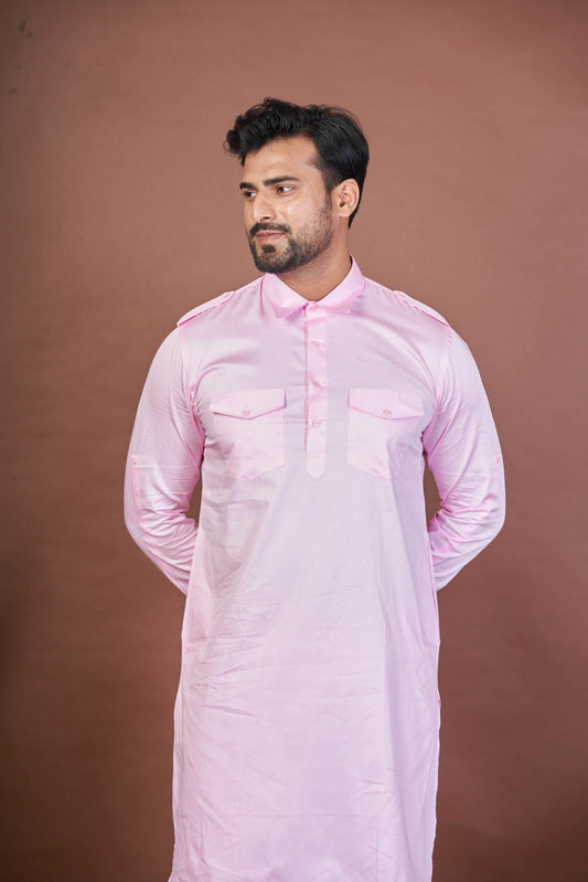 Pink Royal Set – Premium Giza Cotton Plain Pathani