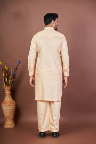 Royal Peach – Luxury Giza Cotton Plain Pathani Set