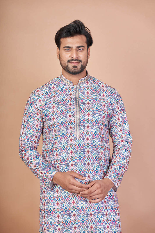 Colour Fest – Multicolour Cotton Sequin Printed Kurta