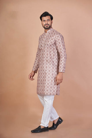 Beige Breeze – Luxury Paper Cotton Printed Kurta