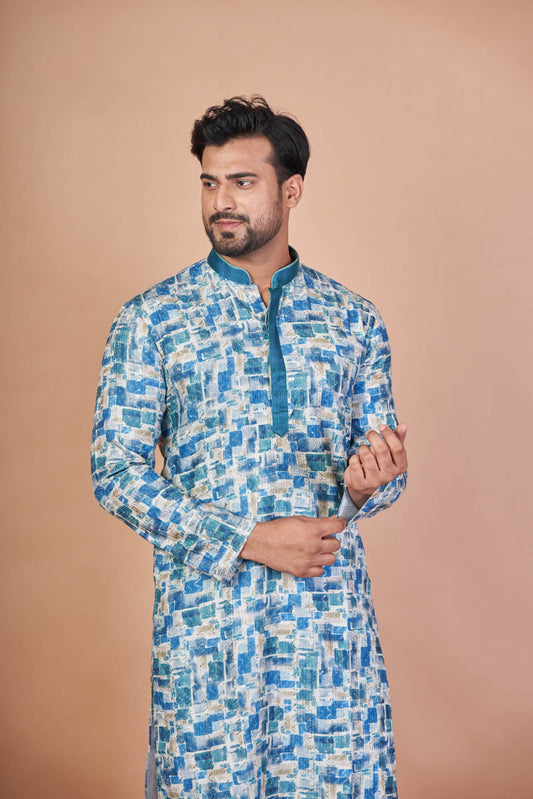 Multitone Regal – Luxury Cotton Self Work Kurta