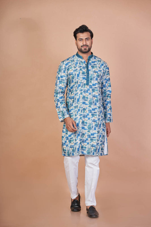 Multitone Regal – Luxury Cotton Self Work Kurta