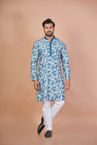 Multitone Regal – Luxury Cotton Self Work Kurta