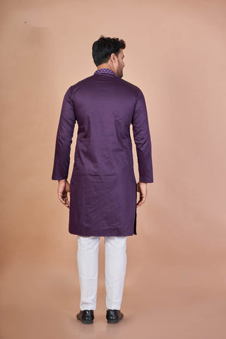 Purple Regal – Giza Cotton Mirror Work Kurta