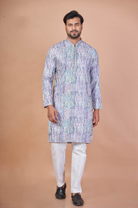 Printed Cotton Sequin Kurta – Multicolour Ethnic Wear
