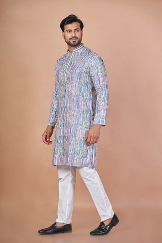 Printed Cotton Sequin Kurta – Multicolour Ethnic Wear