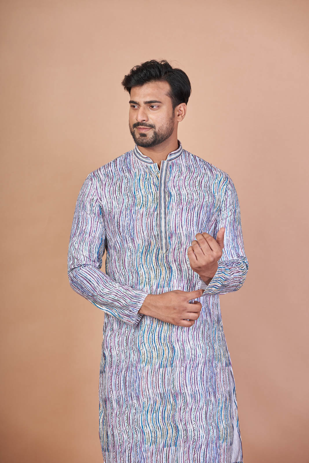 Printed Cotton Sequin Kurta – Multicolour Ethnic Wear