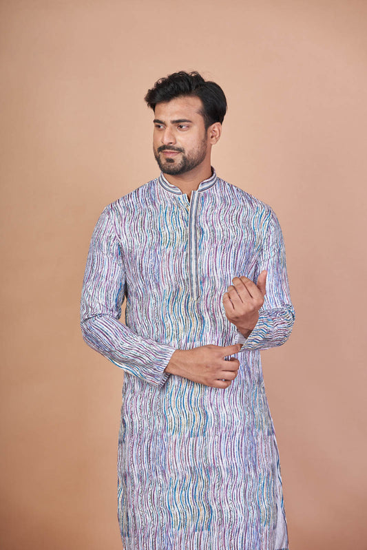 Printed Cotton Sequin Kurta – Multicolour Ethnic Wear