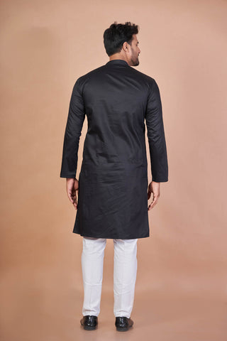 Black Glory – Luxury Giza Cotton Embroidered Kurta