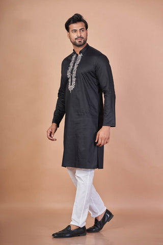 Black Glory – Luxury Giza Cotton Embroidered Kurta