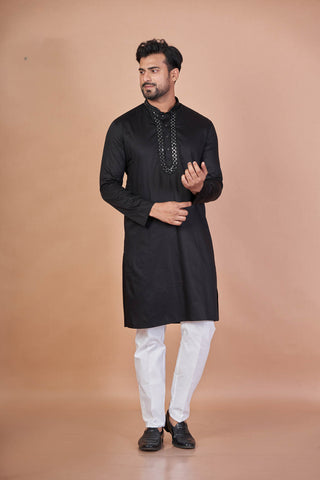 Black Spark – Giza Cotton Mirror Work Kurta