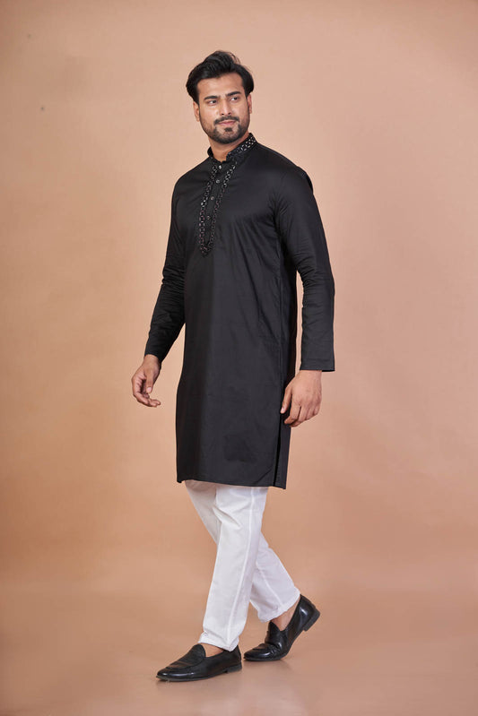 Black Spark – Giza Cotton Mirror Work Kurta
