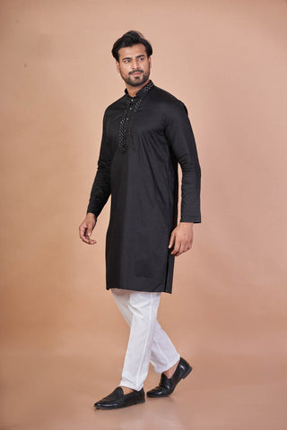 Black Spark – Giza Cotton Mirror Work Kurta