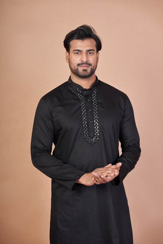 Black Spark – Giza Cotton Mirror Work Kurta