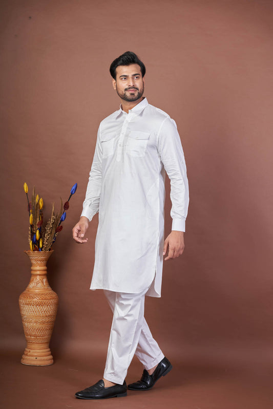 Pure White – Premium Giza Cotton Pathani set
