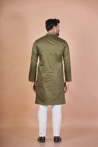 Emerald Spark – Green Giza Cotton Mirror Work Kurta