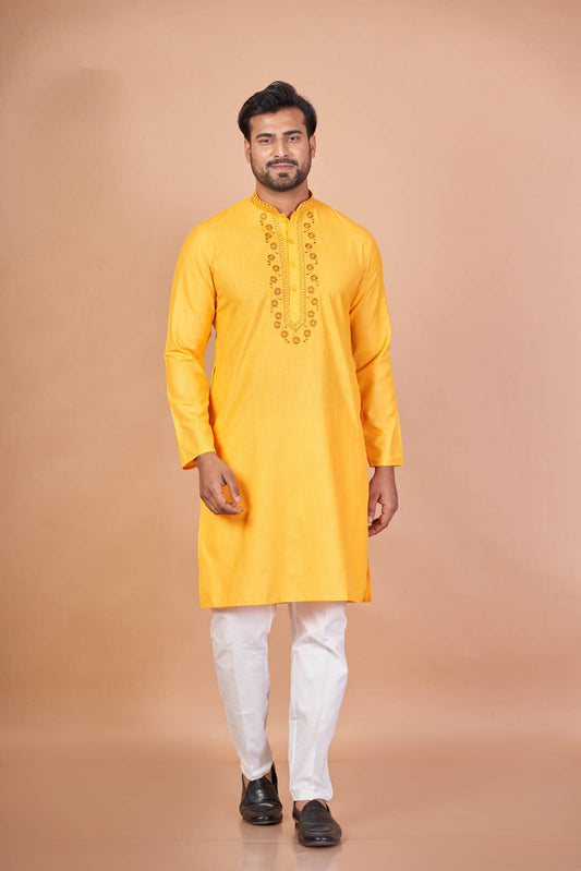 Sunshine Royal – Premium Cotton Embroidered Kurta