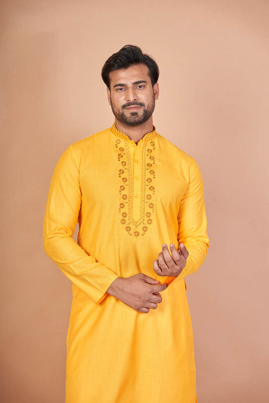 Sunshine Royal – Premium Cotton Embroidered Kurta