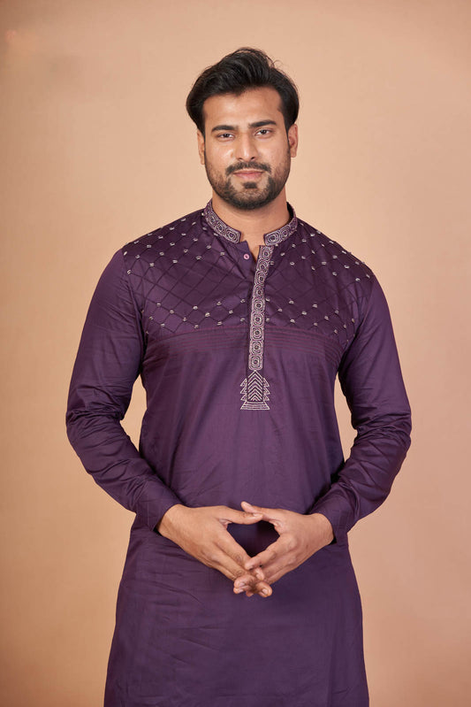 Royal Stone – Purple Giza Cotton Kurta