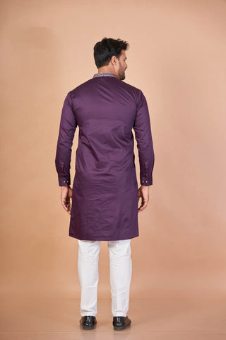 Royal Stone – Purple Giza Cotton Kurta