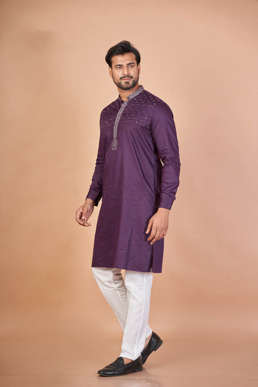 Royal Stone – Purple Giza Cotton Kurta