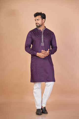 Royal Stone – Purple Giza Cotton Kurta