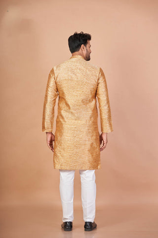Dupion Kanak – Regal Golden Self Work Kurta