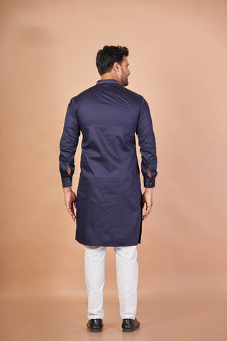 Blue Craft – Navy Blue Giza Cotton Kurta