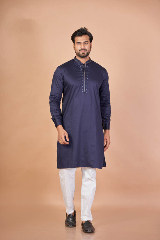 Blue Craft – Navy Blue Giza Cotton Kurta