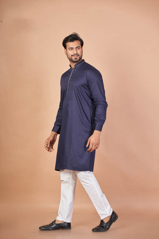 Blue Craft – Navy Blue Giza Cotton Kurta