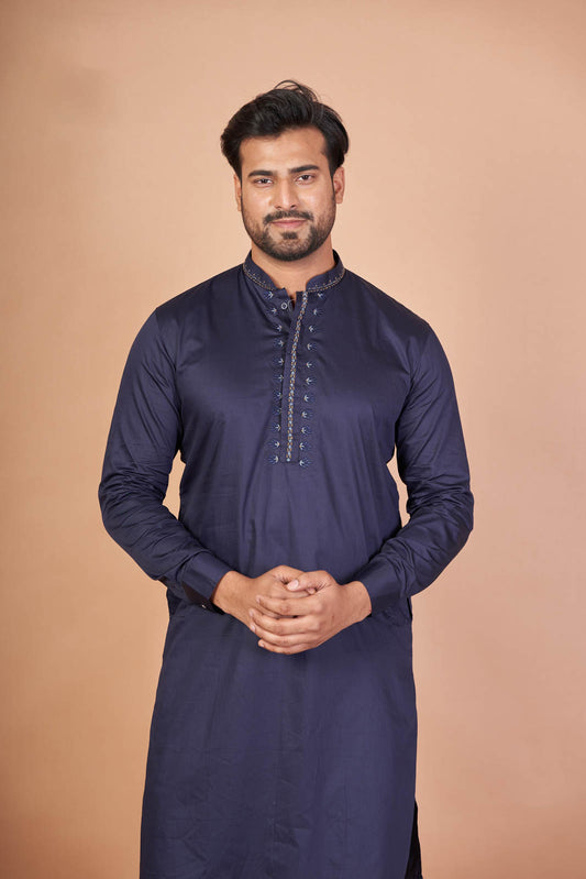 Blue Craft – Navy Blue Giza Cotton Kurta