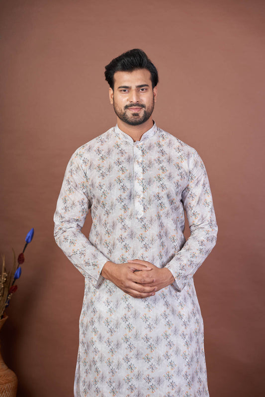 Feather Light – Off-White Paper Cotton Printed Kurta