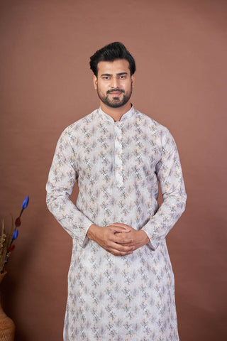 Feather Light – Off-White Paper Cotton Printed Kurta
