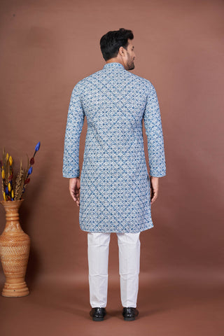 Sapphire Stitch – Navy Sequin Chikankari Kurta