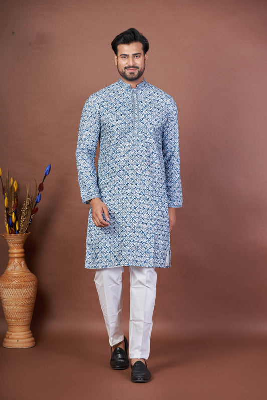 Sapphire Stitch – Navy Sequin Chikankari Kurta