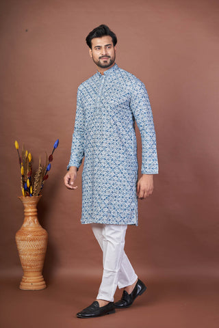 Sapphire Stitch – Navy Sequin Chikankari Kurta
