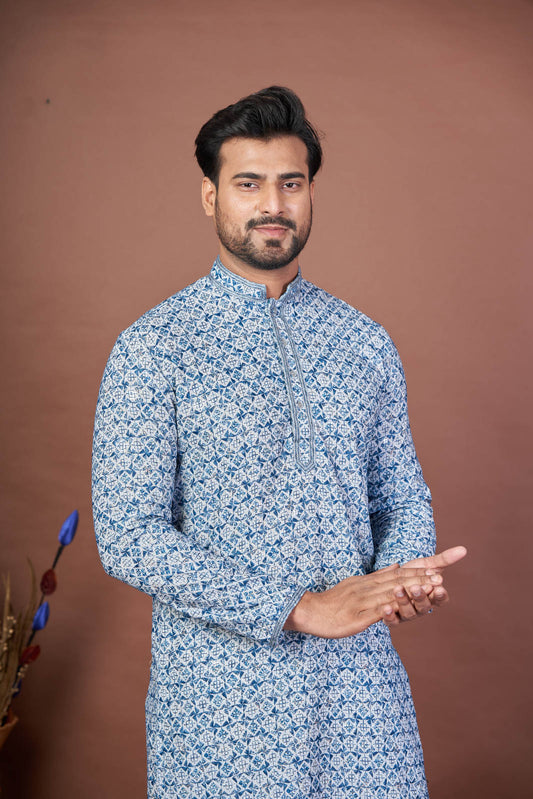 Sapphire Stitch – Navy Sequin Chikankari Kurta