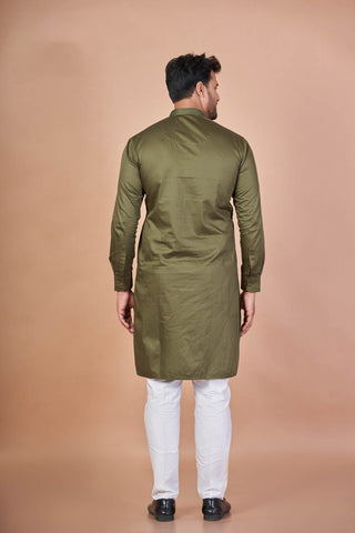 Royal Mehndi – Giza Cotton Self Work Kurta