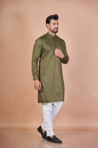Royal Mehndi – Giza Cotton Self Work Kurta