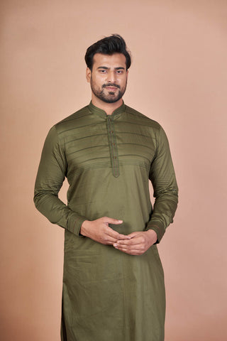 Royal Mehndi – Giza Cotton Self Work Kurta