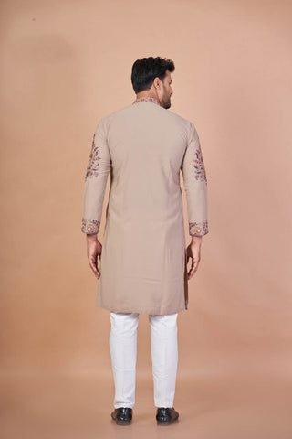 Luxury Beige – Armani Embroidered Kurta