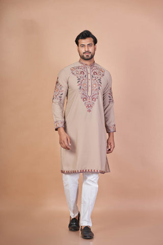 Luxury Beige – Armani Embroidered Kurta